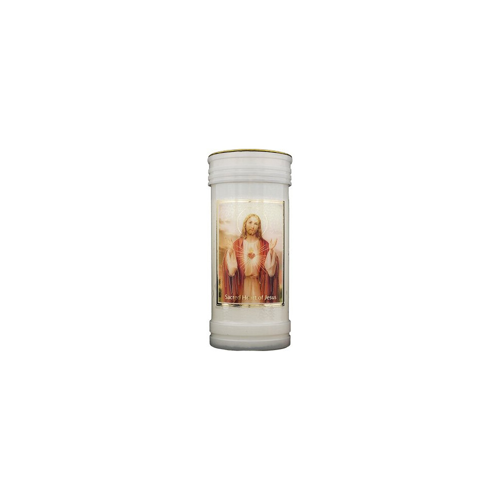 Sacred Heart of Jesus Pillar Candle & Gold Foil Highlights-image-OPC-PDVZQD7-NEW