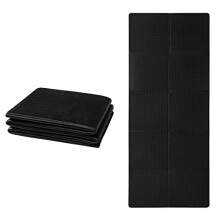 Foldable Yoga Mat Non Slip Portable Fitness Mat Foldable Light Gym Mat Pilates Sport Travel Exercise Mat for Women Men 183 x 61 x 0.6 cm(Black)