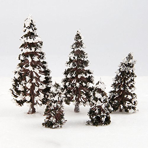 Yetaha 16PCS Μίξη Μοντέλων Κέδρων Χιονιού Diorama Σκηνικό Σιδηροδρόμου Ύψος 6/8/10/12cm Κάθε 4PCS 1