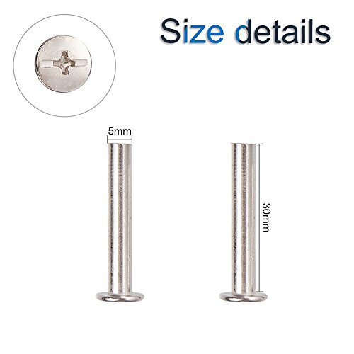 30 Sets Binding Chicago Screws, 5mm x 30mm Nickel Plated Binding Screw Binder Post, Silver Tone 1