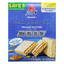 Peanut Butter Protein Wafer Crisps - 5 Bars, Low Carb, No Added Sugar