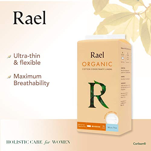 Rael, Protège-slips Couverture Coton Bio, Micro Fin, 70 Unités 1