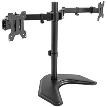 Dual LED LCD Monitor Mount, Free-Standing Desk Stand for 2 Screens up to 32 Inch, Heavy-Duty Fully Adjustable Arms with Max VESA 100x100mm, Black,