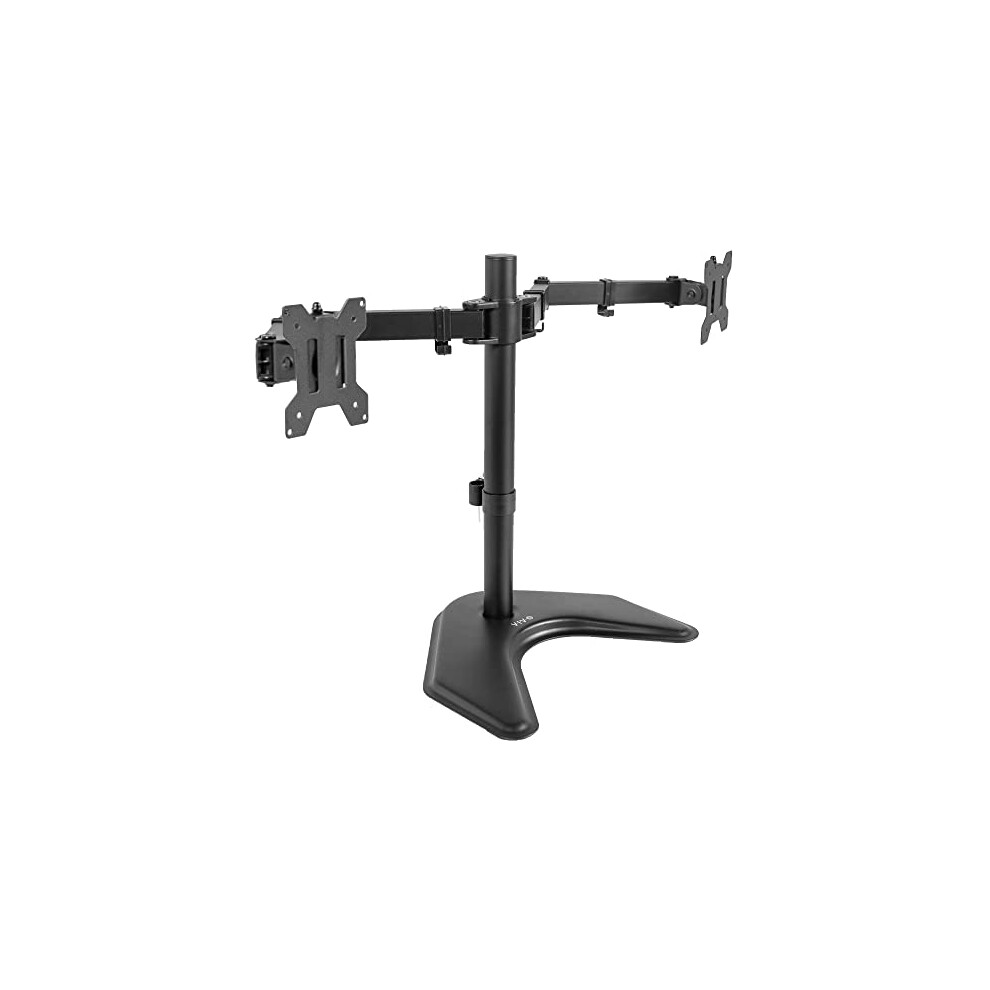 Dual LED LCD Monitor Mount, Free-Standing Desk Stand for 2 Screens up to 32 Inch, Heavy-Duty Fully Adjustable Arms with Max VESA 100x100mm, Black,