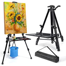 Art Easel Stand for Painting, Adjustable 51-155 cm, Folding Tripod Display Easel, Artist Stand Easel with Bag/Keg, Tabletop and Floor Painting Display