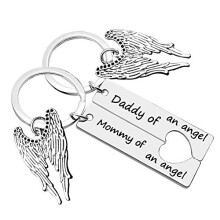 Loss Memorial Keyring Set - 2-Piece Baby Loss & Miscarriage Keepsake, Infant/Child Remembrance Stainless Steel Keychains, Sympathy Gift