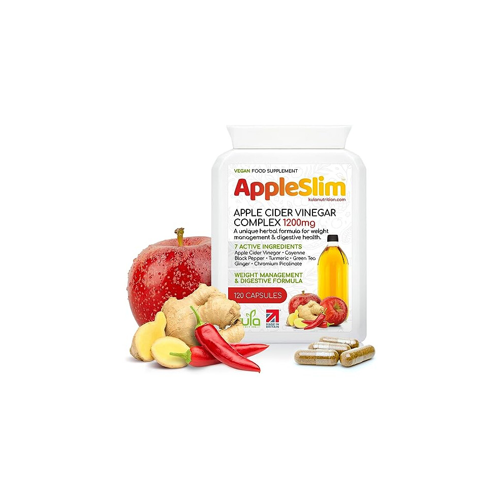 AppleSlim â Raw Unfiltered Apple Cider Vinegar Capsules Complex for Weight Management and Digestion - Green Tea, Ginger, Turmeric, Black Pepper and