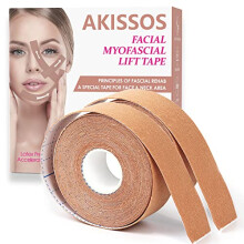 Akissos 2 Rollos Parches Antienvejecimiento para Rostro y Cuello Unisex para Tensar y Firmar la Piel 2.5cm*5m