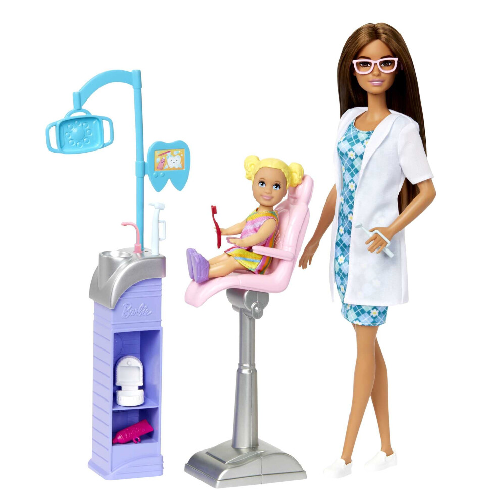 Careers Dentist Doll and Playset with Accessories, Medical Doctor Set, Barbie Toys, HKT70