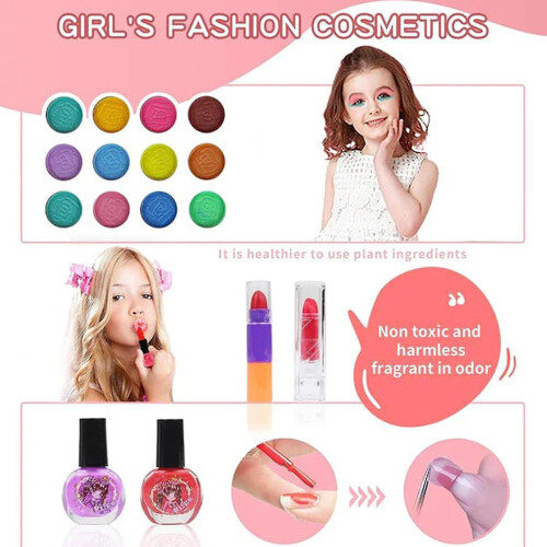 (Pink) Kids Washable Makeup Beauty Kit 2