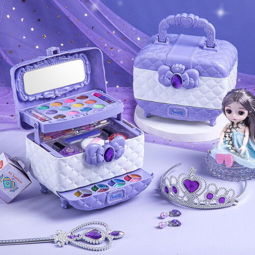 (Purple) Kids Washable Makeup Beauty Kit 2