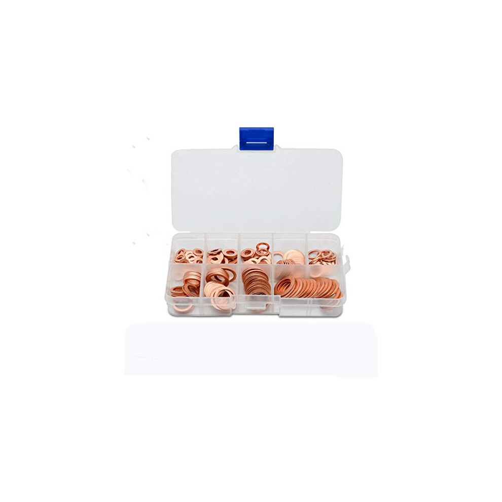 200pcs Copper Washer Set Gasket Sealing Ring Assortment Kit for Hardware Accessoriesï¼9 Sizesï¼M5-M14 ï¼-image-OPC-PDVZYQV-NEW