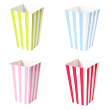 48 Stripe multicolore small paper popcorn treat boxes cups buckets kids birthday party favours gift box sweets food snacks holders container, pink