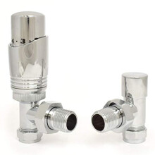 | Cascade Angled Modern TRV Thermostatic Radiator Valve (Pair) (Chrome)