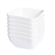 6 pcs 7.5cm Square Porcelain Soy Sauce Dish Ceramic Dip Dipping Bowls White for Dinner Baking BBQ and Cooking