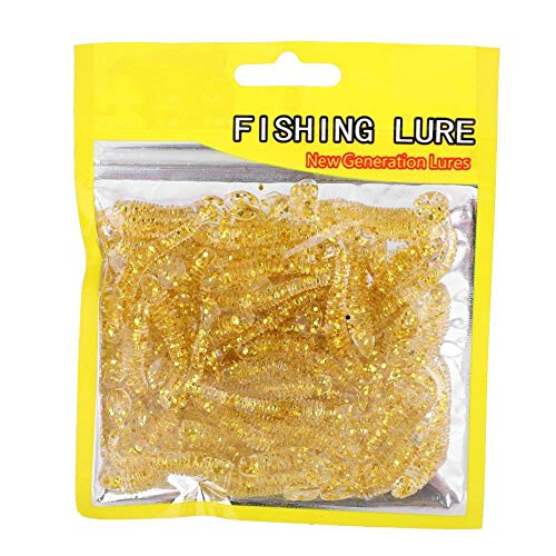 Fish Bait, 150PCS 5cm Soft Plastic Fishing Lures T-Tail Grub Worm Baits Fish Tackle Accessory for Saltwater Freshwater Fishing (#2)