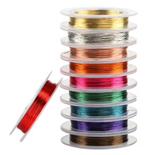 10 Rolls Craft Wire copper Wire, 0.3mm Mixed Colour Bare Copper Wire Beading Thread Cord for Craft, Jewellery Making DIY, 10 Meters/Roll