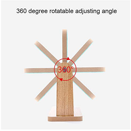 360 Degree Rotatable Tabletop Makeup Mirror Wooden Desktop Mirror with Stand High Clear Rectangular Mirror Free Standing 2