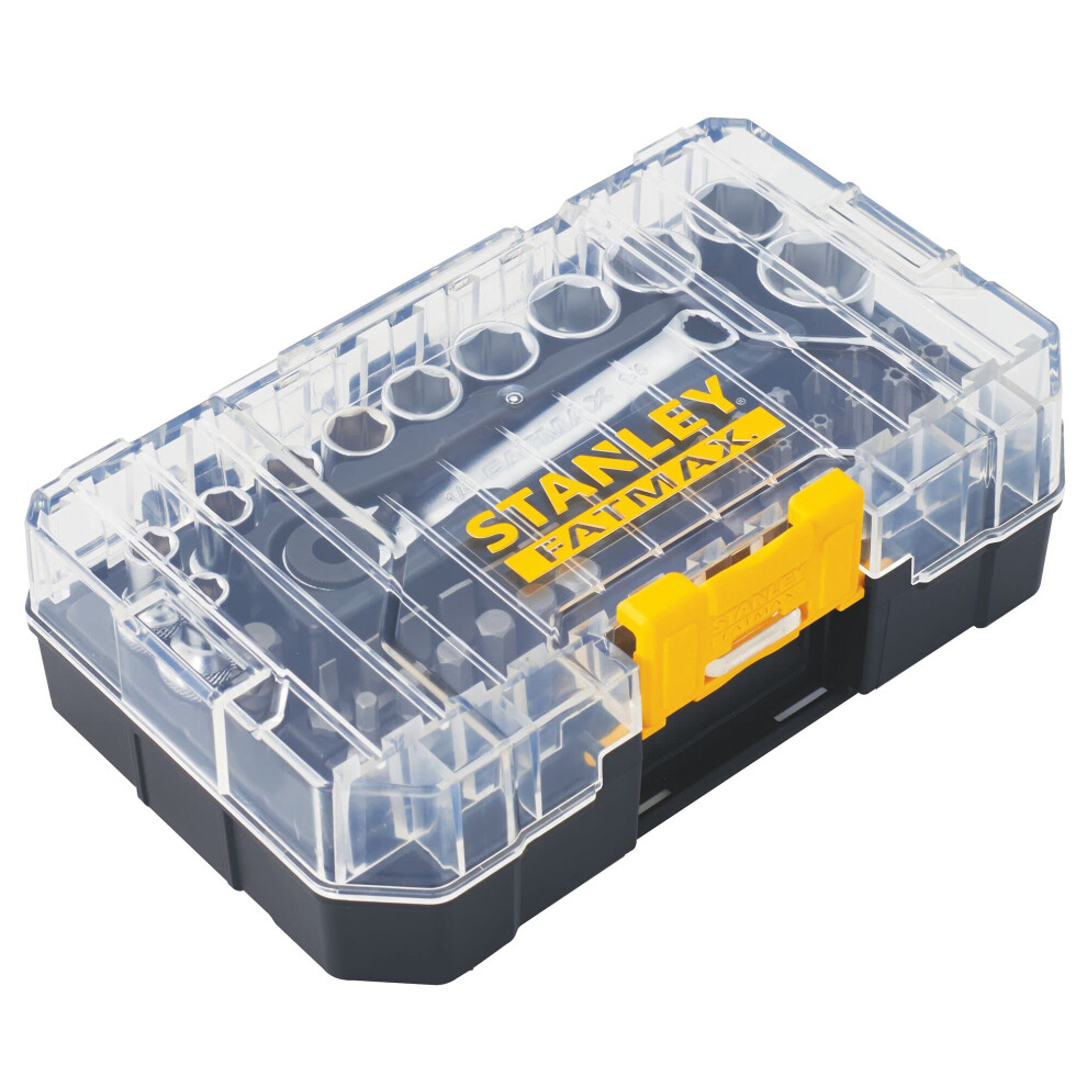 FatMax 37-Piece Socket Set FMMT19101-0 (1/4 Inch) in Small Pro-Stack Case Also Compatible with The T-STAK System Includes Ratchet Wrench, Sockets,
