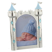 Silverplated Castle Photo Frame Baby Boys Holds 1 x 4" x 6" Photo