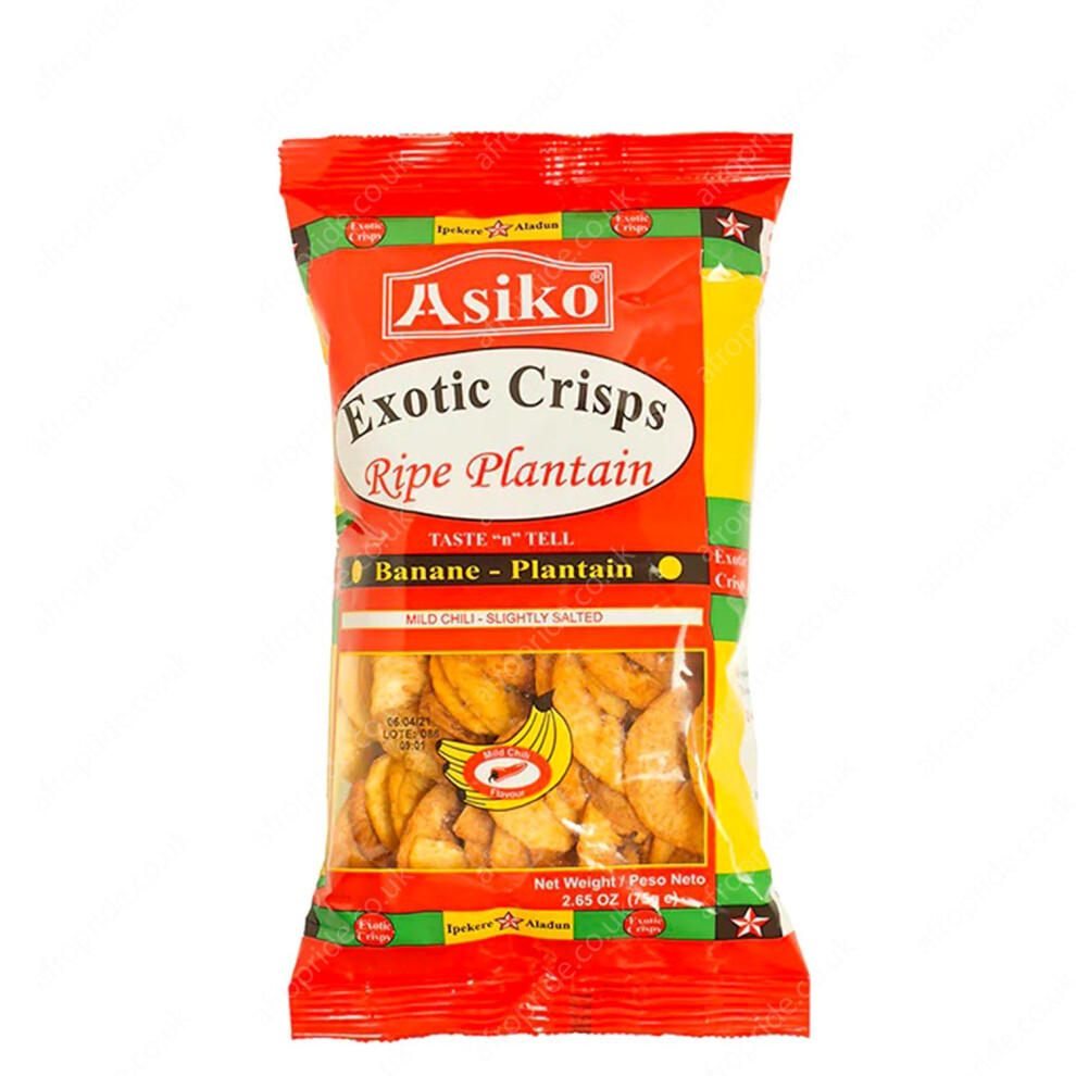 (24) Asiko Exotic Crisps Ripe Plantain Mild Chilli 75g