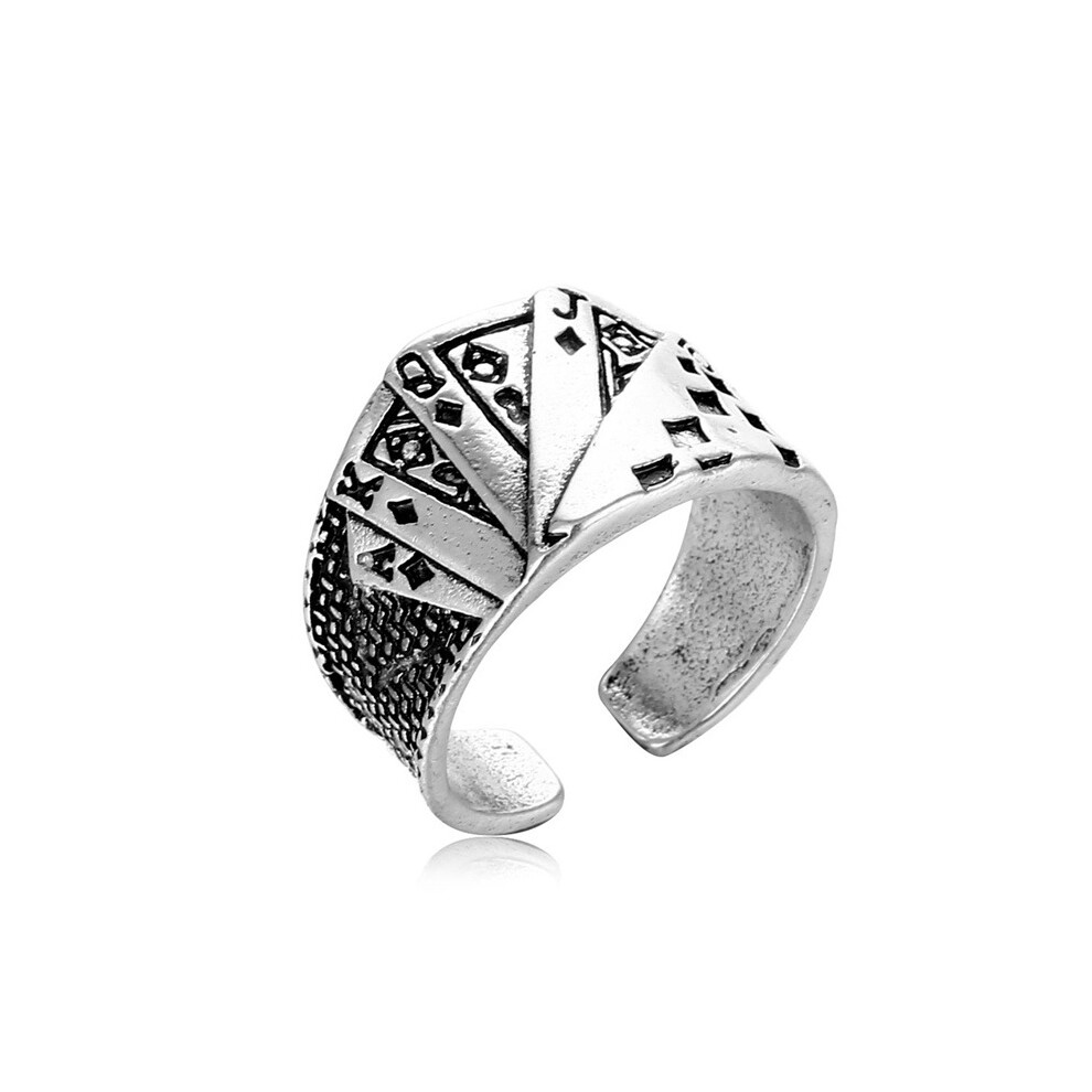 Poker style men's ring adjustable ring jewelry