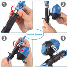 (Blue, 1.2M) Kids Fishing Rod And Reel Combo Full Kit 1.2m/1.5m Telescopic Casting Rod Pole With Spincast Reel An