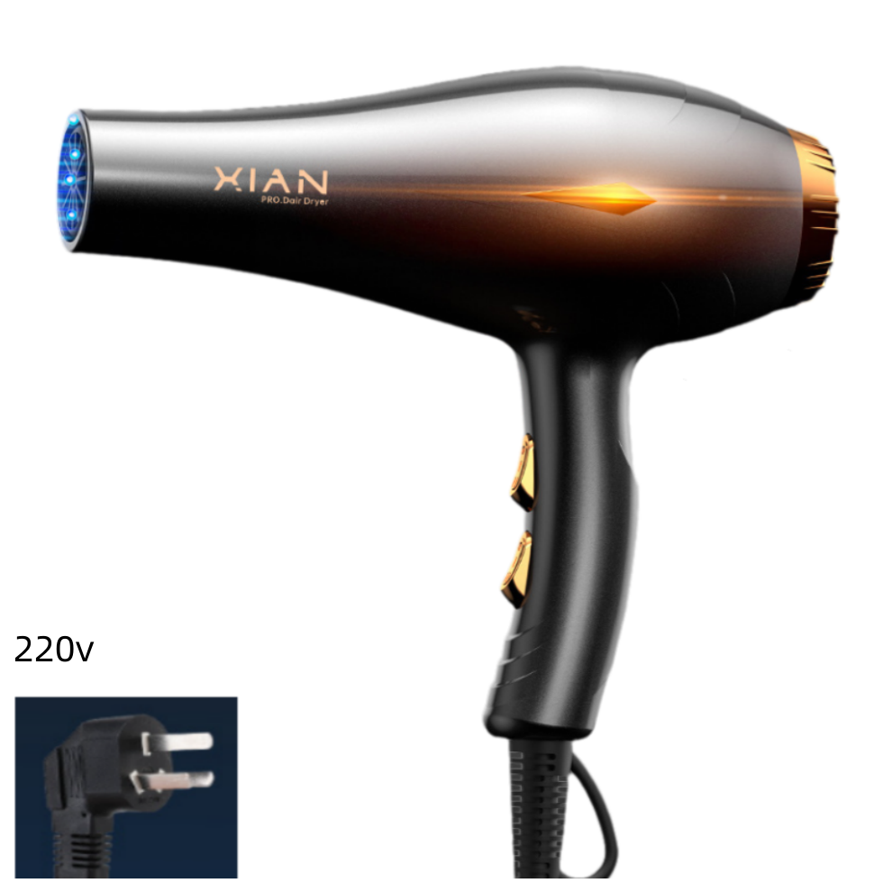 (Black) Hair Dryer High Power High Wind Speed Hair Salon Style Household Use 2200w 220v