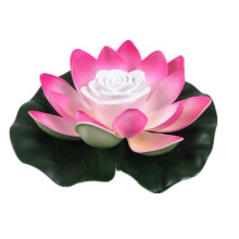 (Gradient, 18cm/7.09in) Led Lotus Lamp Blessing Wishing Water Landscape Decorative Light Lightweight