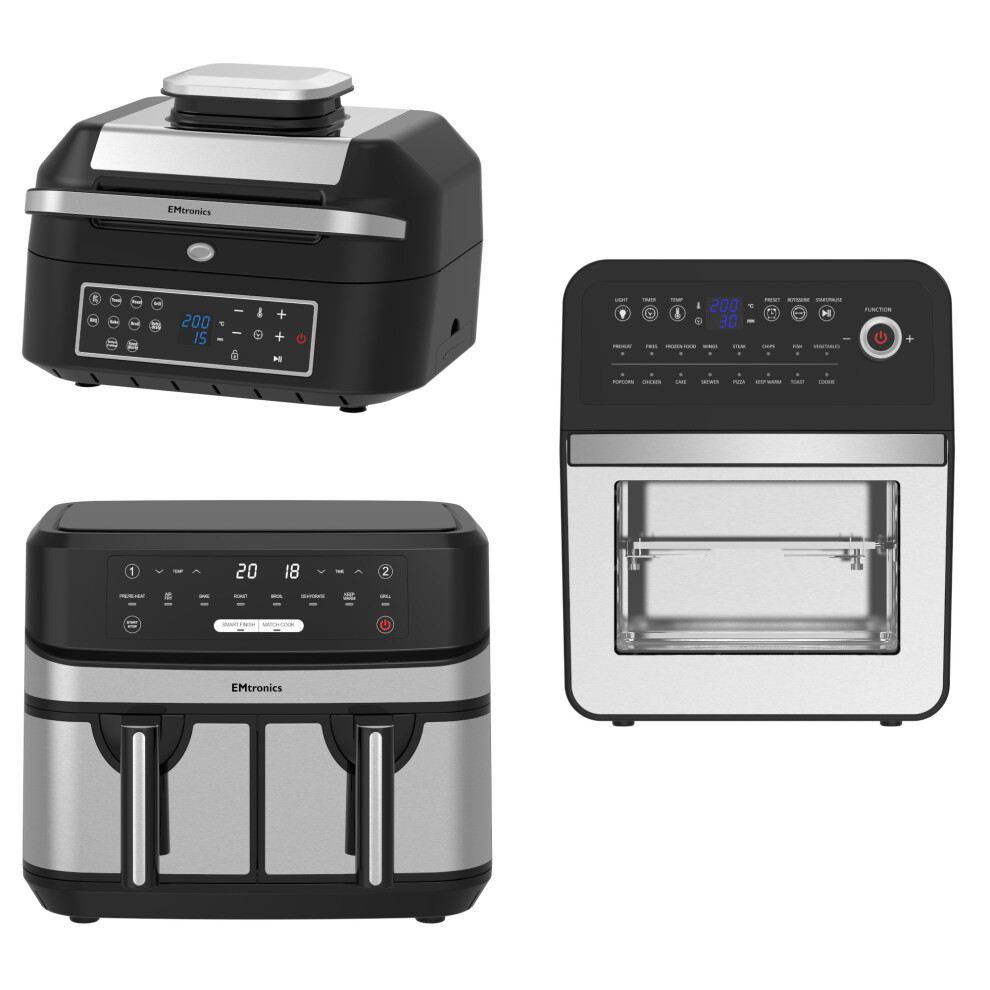 Emtronics Air Fryer Set - 6.3L, 9L & 12L Kitchen Set