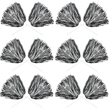 (Black White) 24 Pack Metallic Cheerleading Pom Pom 12 Inch Cheerleader Pom Poms With Baton
