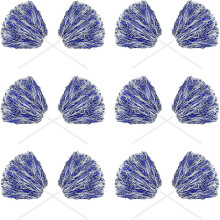 (Blue White) 24 Pack Metallic Cheerleading Pom Pom 12 Inch Cheerleader Pom Poms With Baton