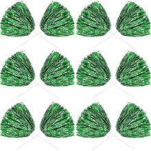 (Green) 24 Pack Metallic Cheerleading Pom Pom 12 Inch Cheerleader Pom Poms With Baton