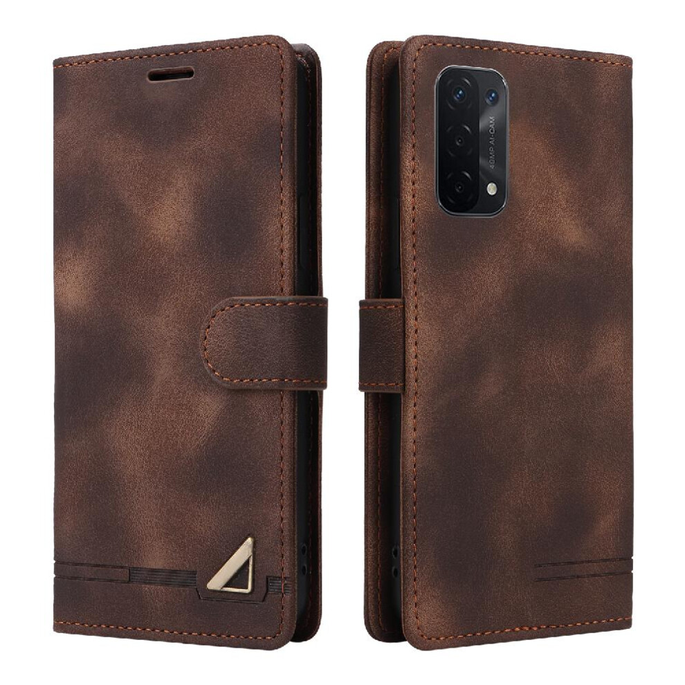 (Brown) Flip Case For Oppo A54 5G/A74 5G Flip Cover Wallet Leather Case Shockproof Simple Business Brown 764762753214