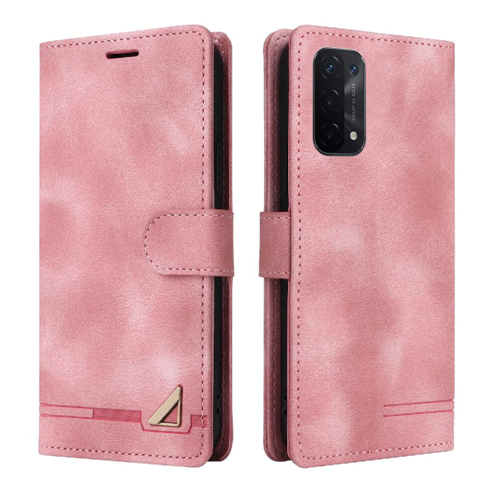 (Pink) Flip Case For Oppo A54 5G/A74 5G Flip Cover Wallet Leather Case Shockproof Simple Business Pink 764762753221