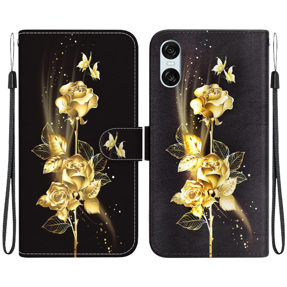 (Ohter) Case For Sony Xperia 10 Vi 2024 Card Slots Wallet Butterfly Flower Painted Magnetic Closure Pu Leather 764762753429