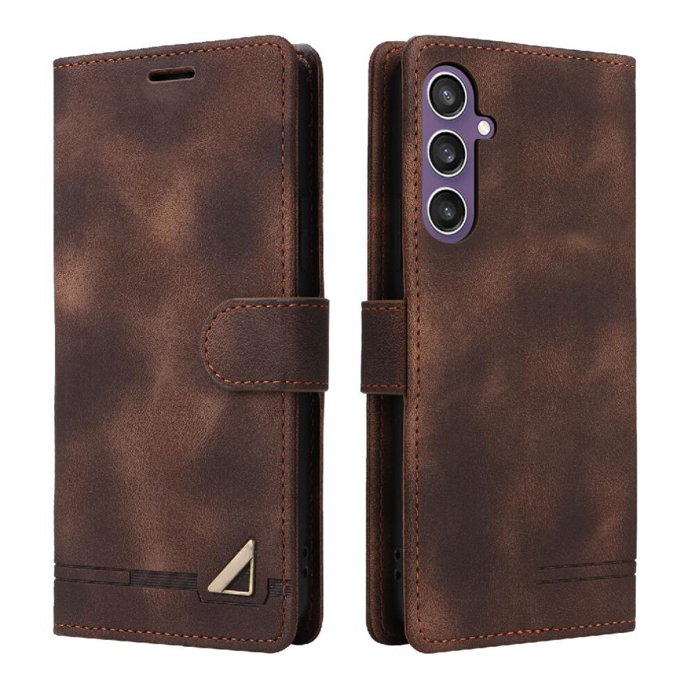 (Brown) Flip Case For Samsung Galaxy S23 Fe Shockproof Wallet Simple Business Leather Case Flip Cover Brown 764762753634