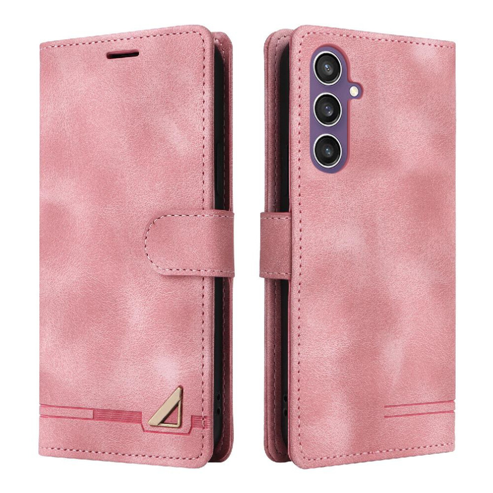 (Pink) Flip Case For Samsung Galaxy S23 Fe Shockproof Wallet Simple Business Leather Case Flip Cover Pink 764762753641
