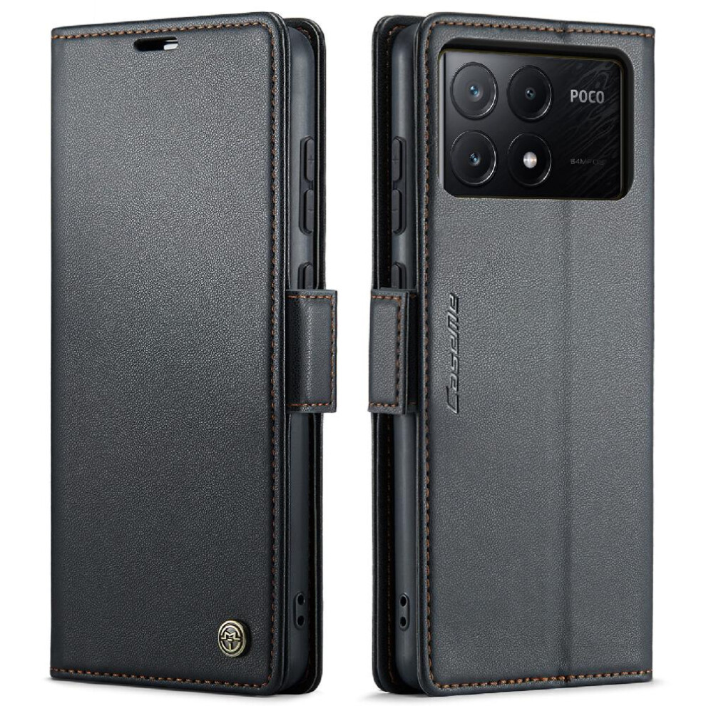 (Black) Caseme Case For Xiaomi Poco X6 Pro 5G Kickstand Shockproof Case Anti Fraud Wallet Case Card Slot Black 764762754532