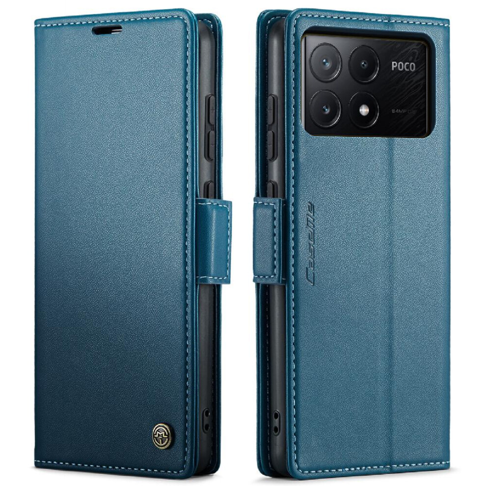 (Blue) Caseme Case For Xiaomi Poco X6 Pro 5G Kickstand Shockproof Case Anti Fraud Wallet Case Card Slot Blue 764762754518