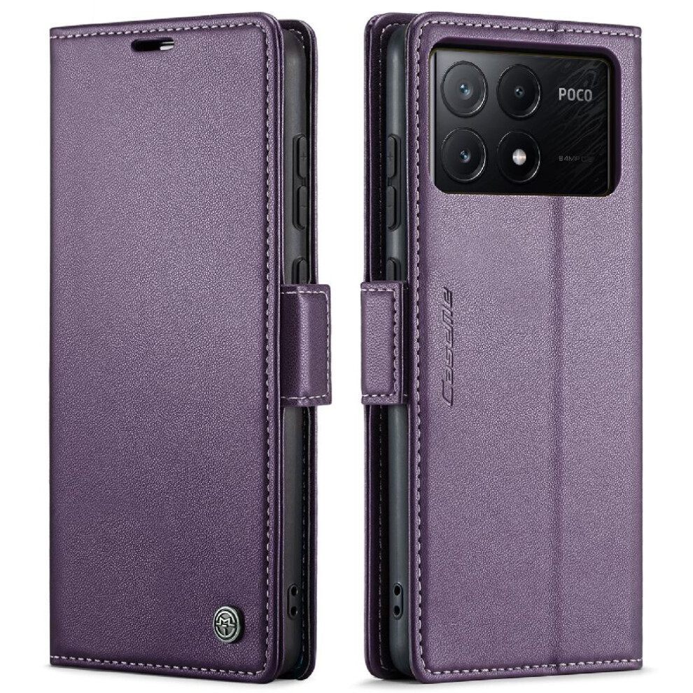 (Purple) Caseme Case For Xiaomi Poco X6 Pro 5G Kickstand Shockproof Case Anti Fraud Wallet Case Card Slot Purple 764762754556