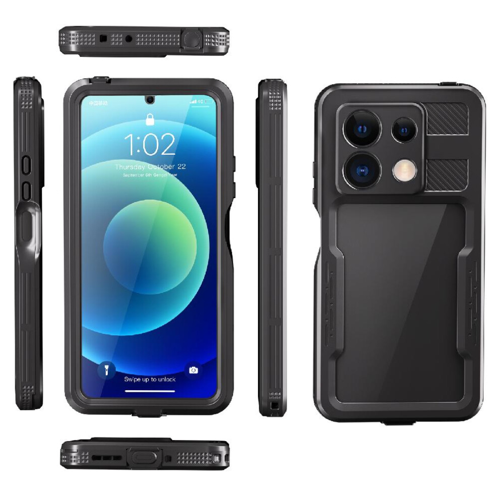 (Black) Case For Xiaomi Redmi Note 13 5G Waterproof Built Ip68 Waterproof Full In Screen Protector 12Ft Military Shockproof Black 764762754563