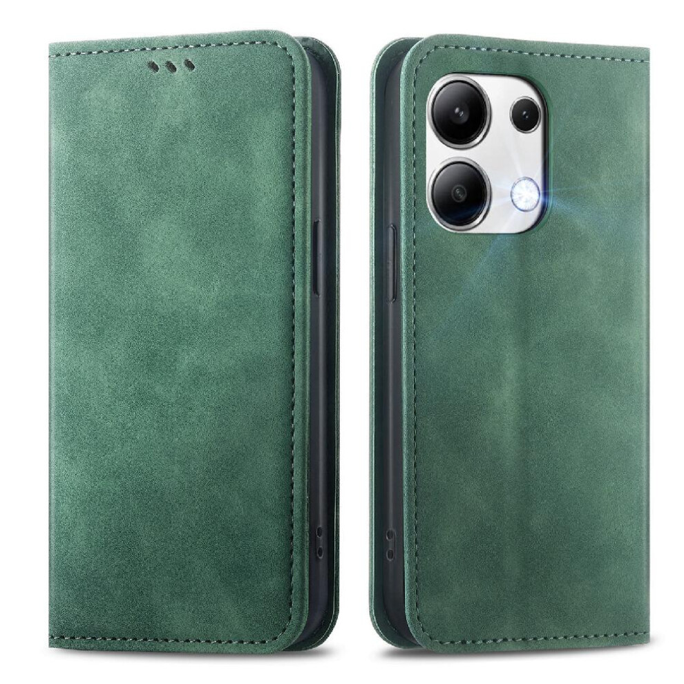 (Green) Case For Xiaomi Redmi Note 13 4G Shockproof Wallet Simple Business Leather Case Flip Cover Green 764762754679