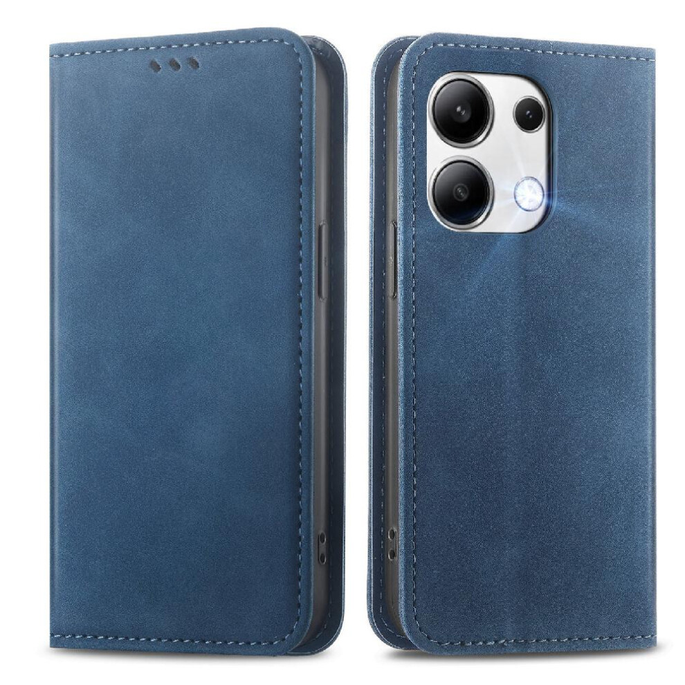 (Blue) Case For Xiaomi Redmi Note 13 4G Shockproof Wallet Simple Business Leather Case Flip Cover Blue 764762754686