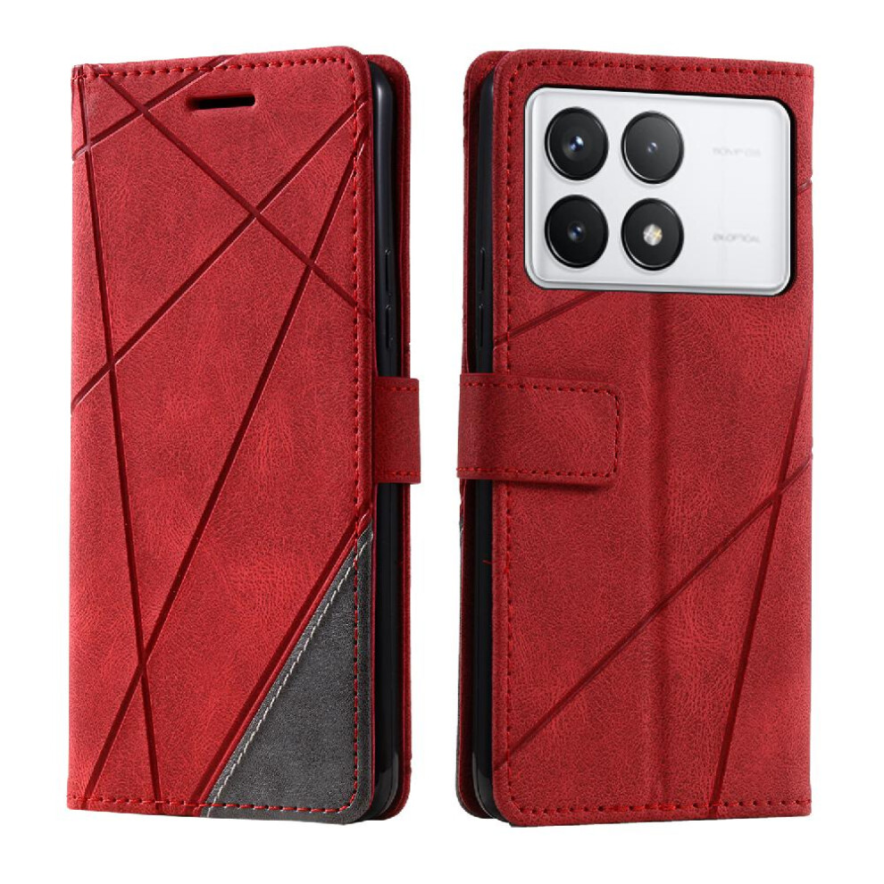 (Red) Case For Xiaomi Poco X6 Pro 5G Pu Leather Wallet Flip Folio Magnetic Shockproof Card Holder Kickstand Red 764762754938