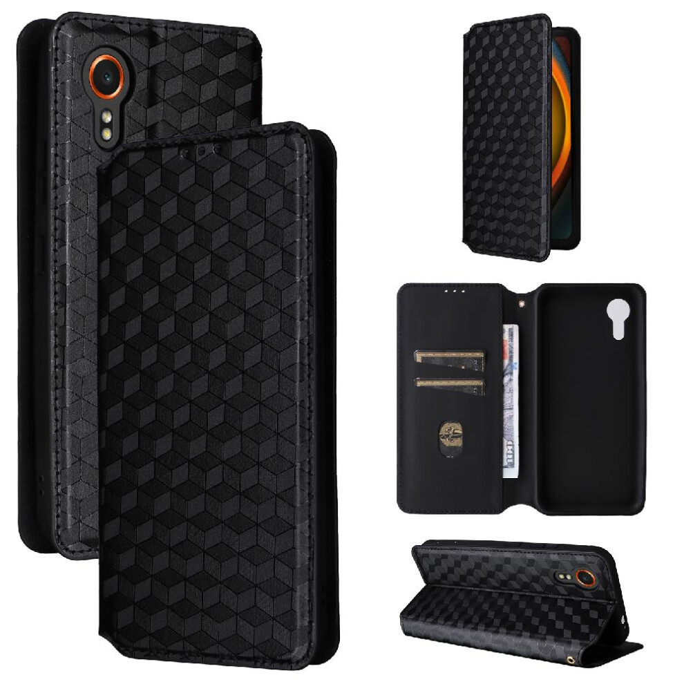 (Black) Case For Samsung Galaxy Xcover 7 Wallet Card Slots Holder 3D Pattern Pu Leather Magnetic Closure Black 764762755027