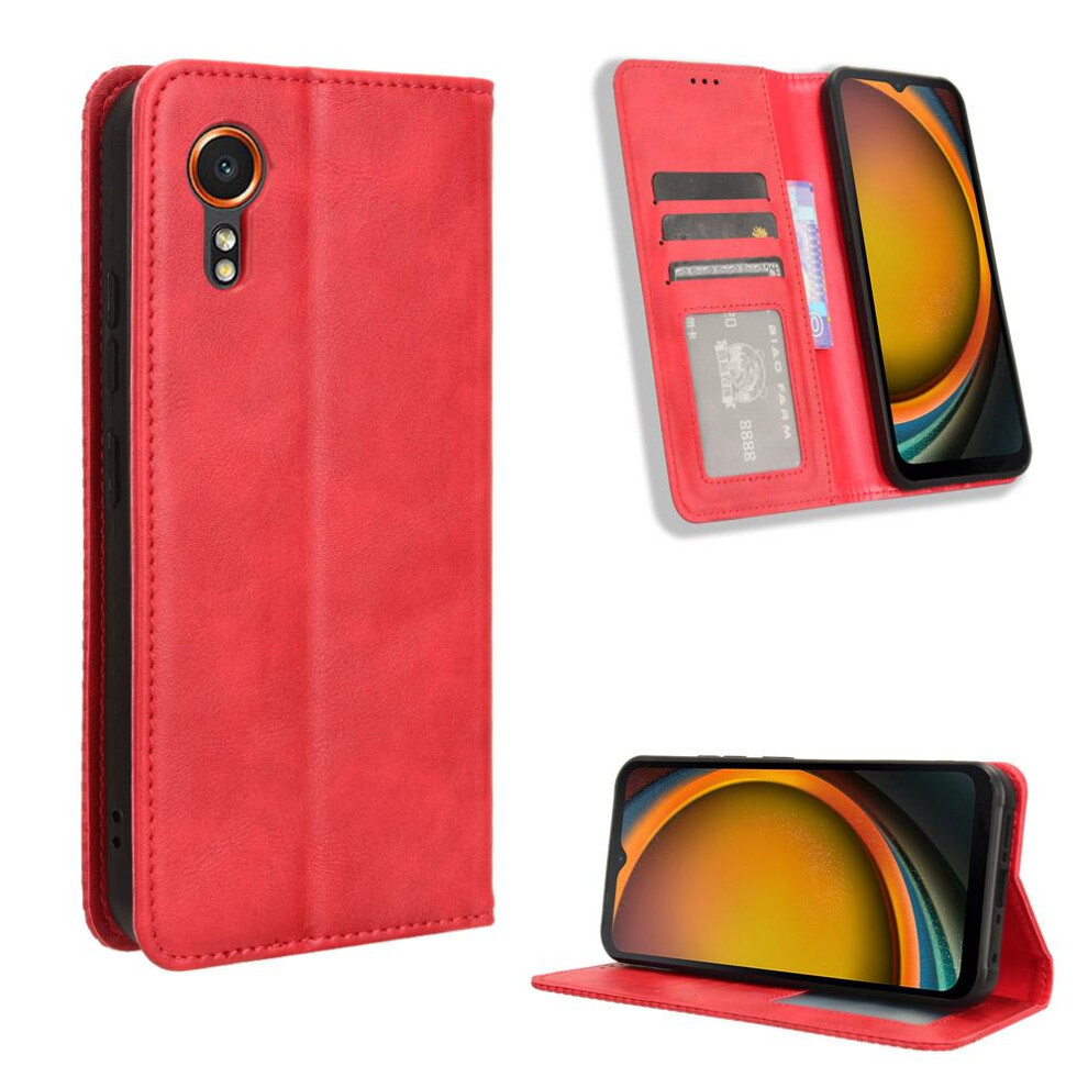 (Red) Case For Samsung Galaxy Xcover 7 5G Magnetic Closure Pu Leather Wallet Red 764762755041
