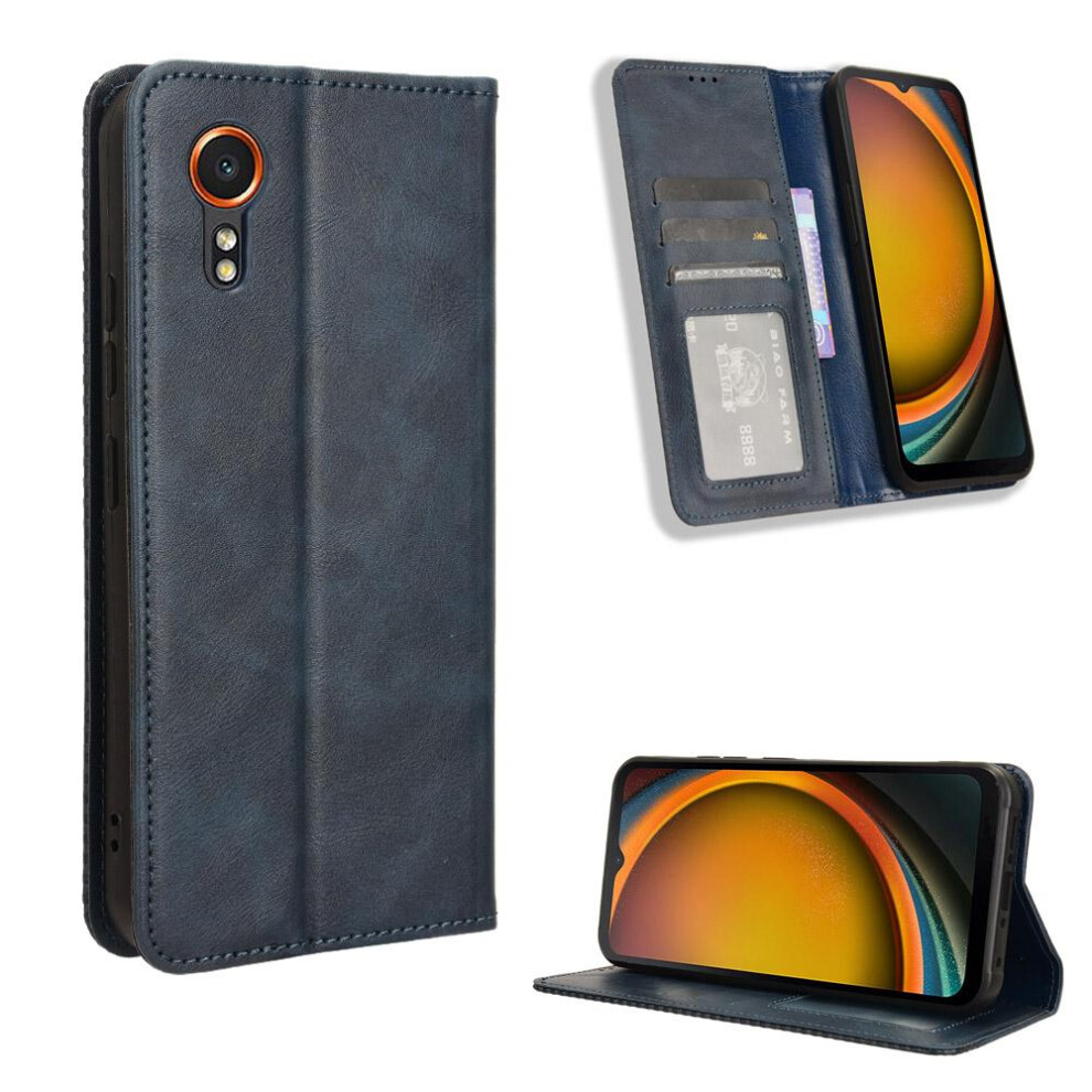 (Blue) Case For Samsung Galaxy Xcover 7 5G Magnetic Closure Pu Leather Wallet Blue 764762755058