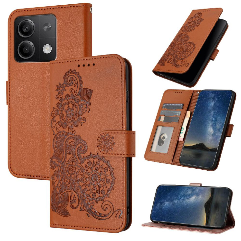 (Brown) Case For Xiaomi Redmi Note 13 5G Flip Folio Book Kickstand Protective Pu Leather Magnetic Closure With Card Slot Stand Brown 764762755355