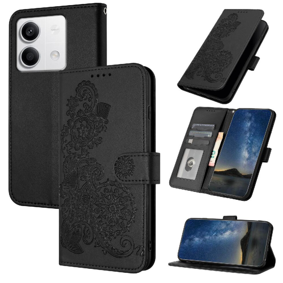 (Black) Case For Xiaomi Redmi Note 13 4G Flip Folio Book With Card Slot Stand Kickstand Protective Pu Leather Magnetic Closure Black 764762755461